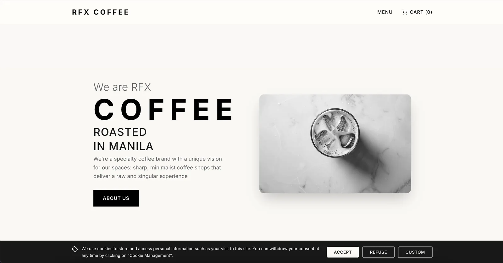 Alternate design direction for the RFX Coffee website
