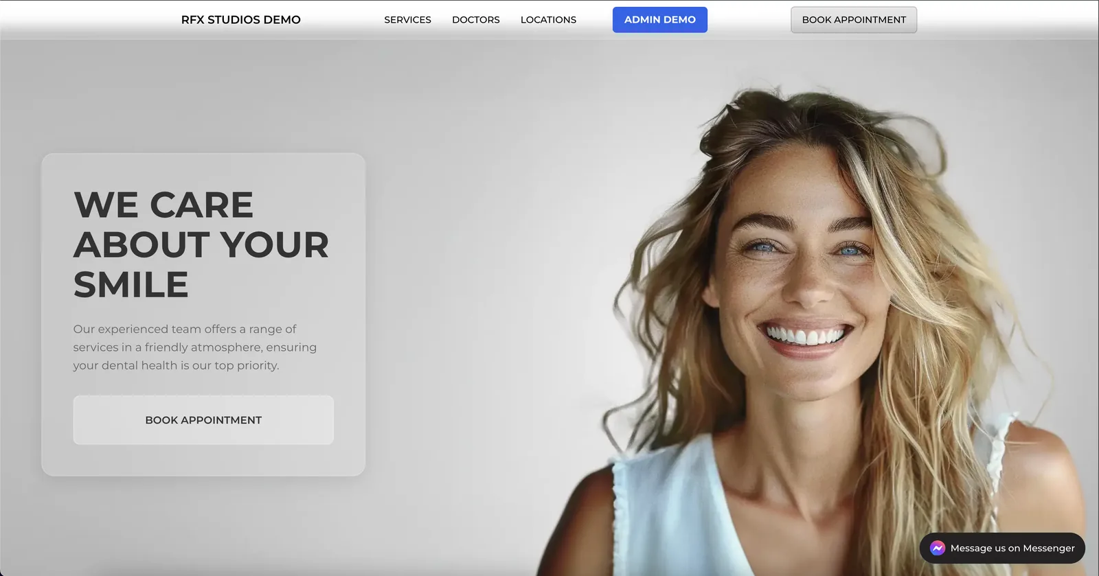 Demo dental clinic website built by RFX Studios