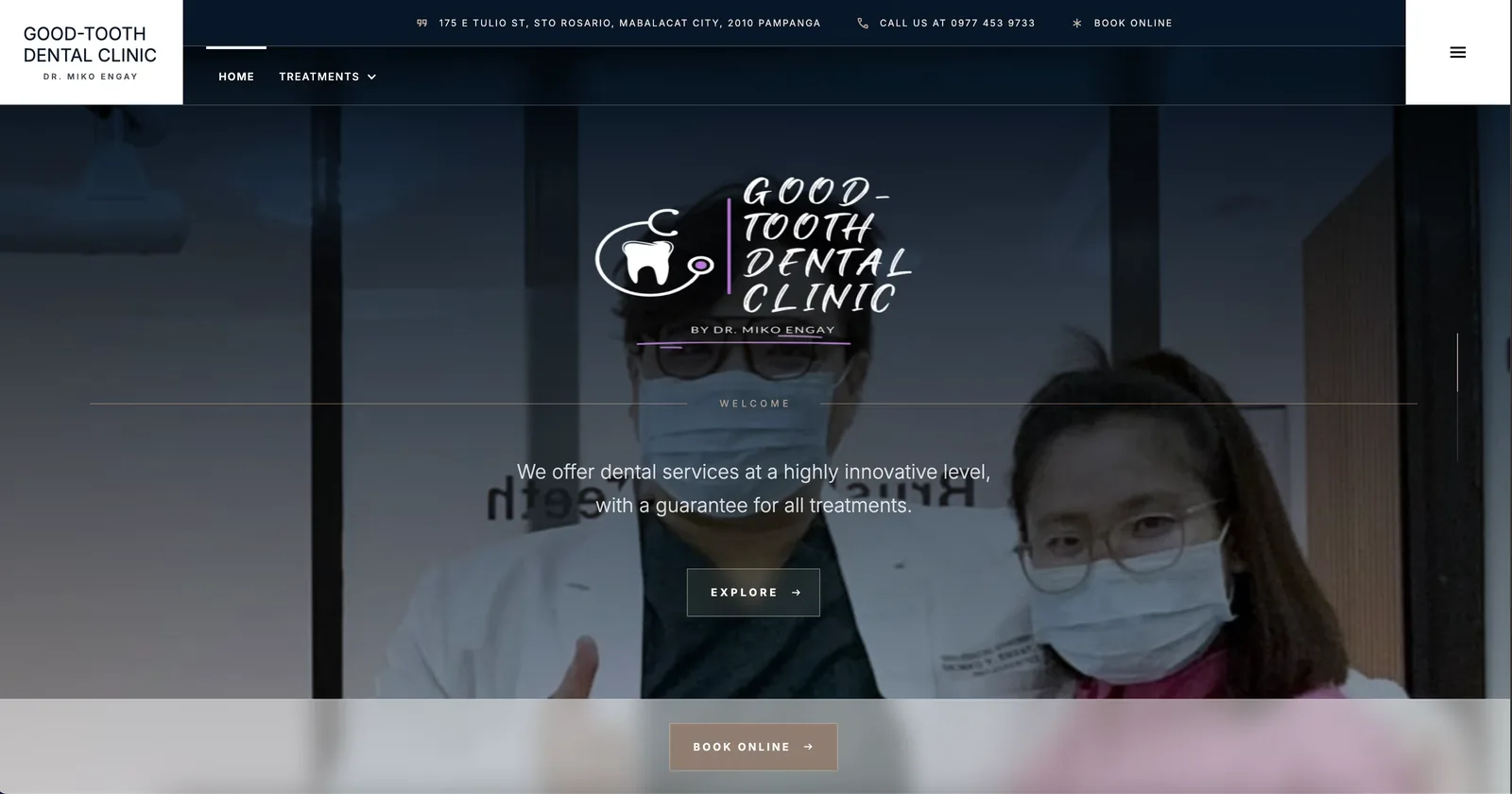 Home page of the Good-Tooth Dental Clinic website