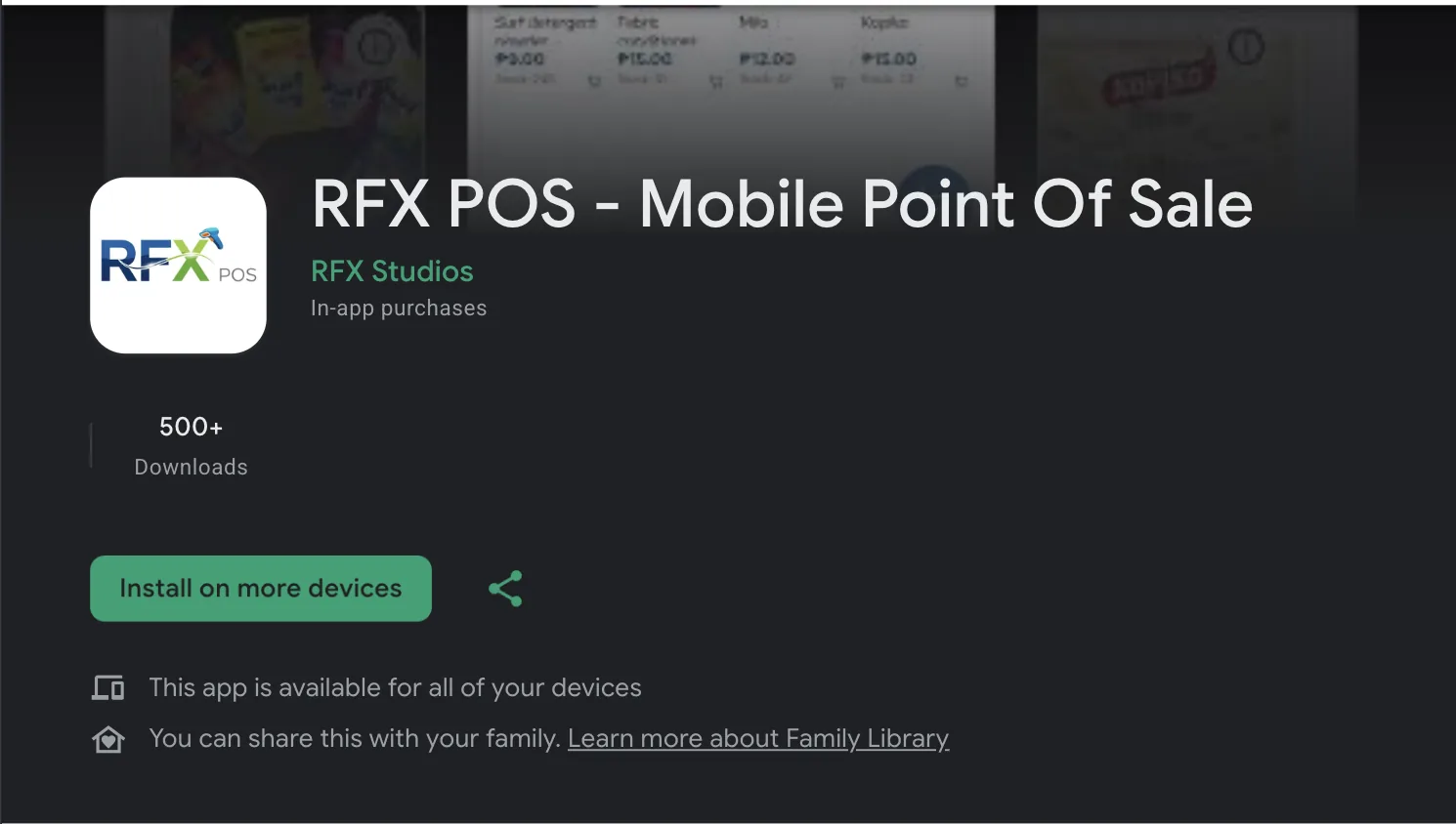 RFX POS on its Google Play listing