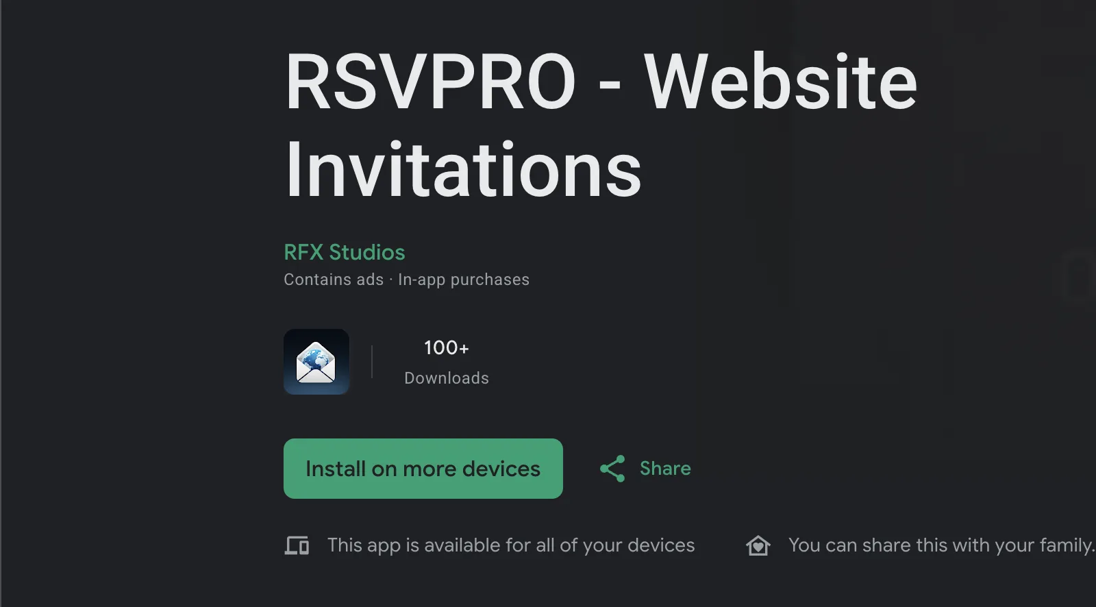 RSVPRO on its Google Play listing